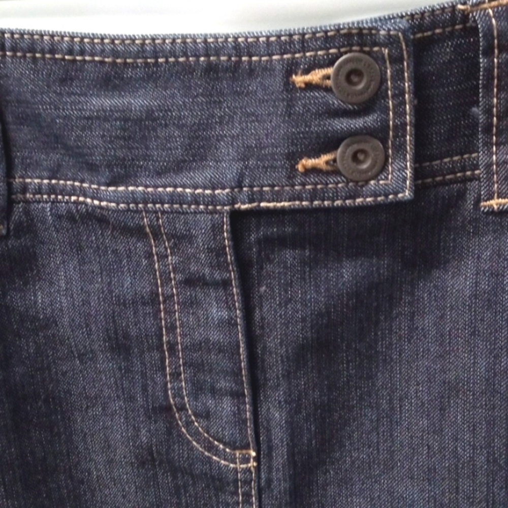 ANN TAYLOR LOFT DARK DENIM JEAN MINI SKIRT SIZE 10 NWT - Picture 2 of 5